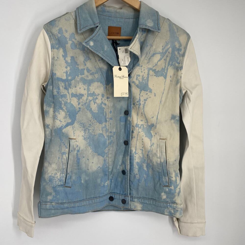 Joes Jacket Women’s Small Leather Sleeves Jean Easy Rider Denim Acid Wash